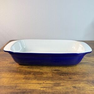 Blue and White Ceramic Iron Casting Baking Dish 5Qt